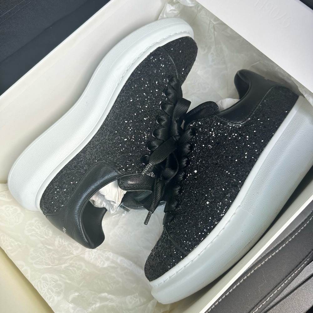Alexander McQueen Black Glitter Sneakers